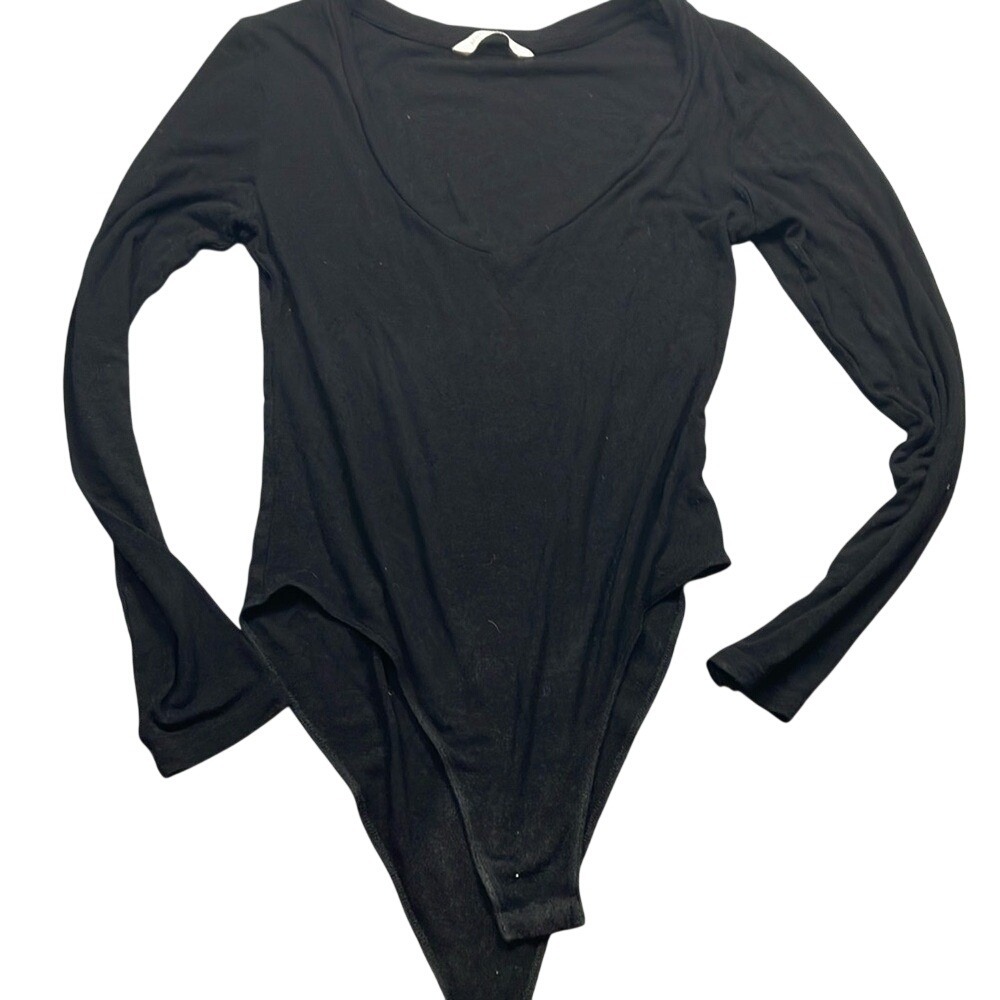 Mango pop womens Black Long Sleeve Bodysuit Size‎ S